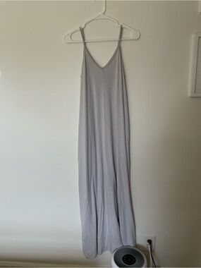 Light Gray V-Neck Spaghetti Strap Maxi Dress